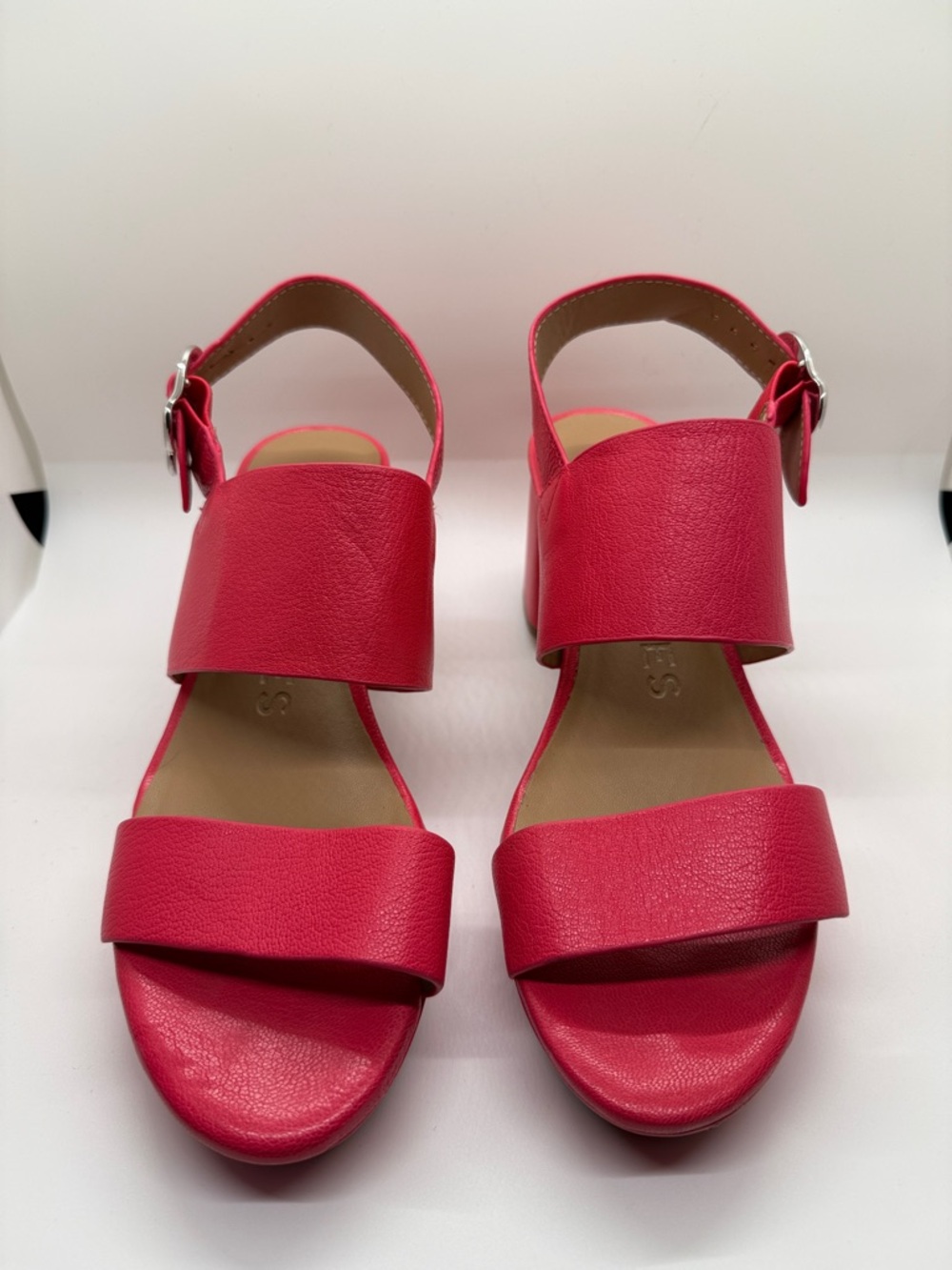 AEROSOLES Women's Bright Pink Double-Strap Buckle Sandals